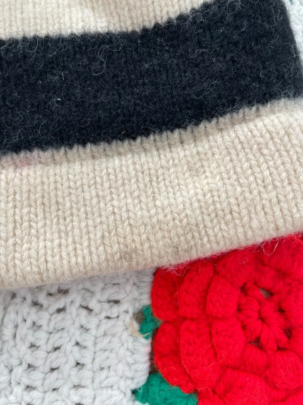 Ralph Lauren Hudson Bay  Wool Shawl Cardigan Striped Cream S Vintage 80’s - Picture 6 of 12